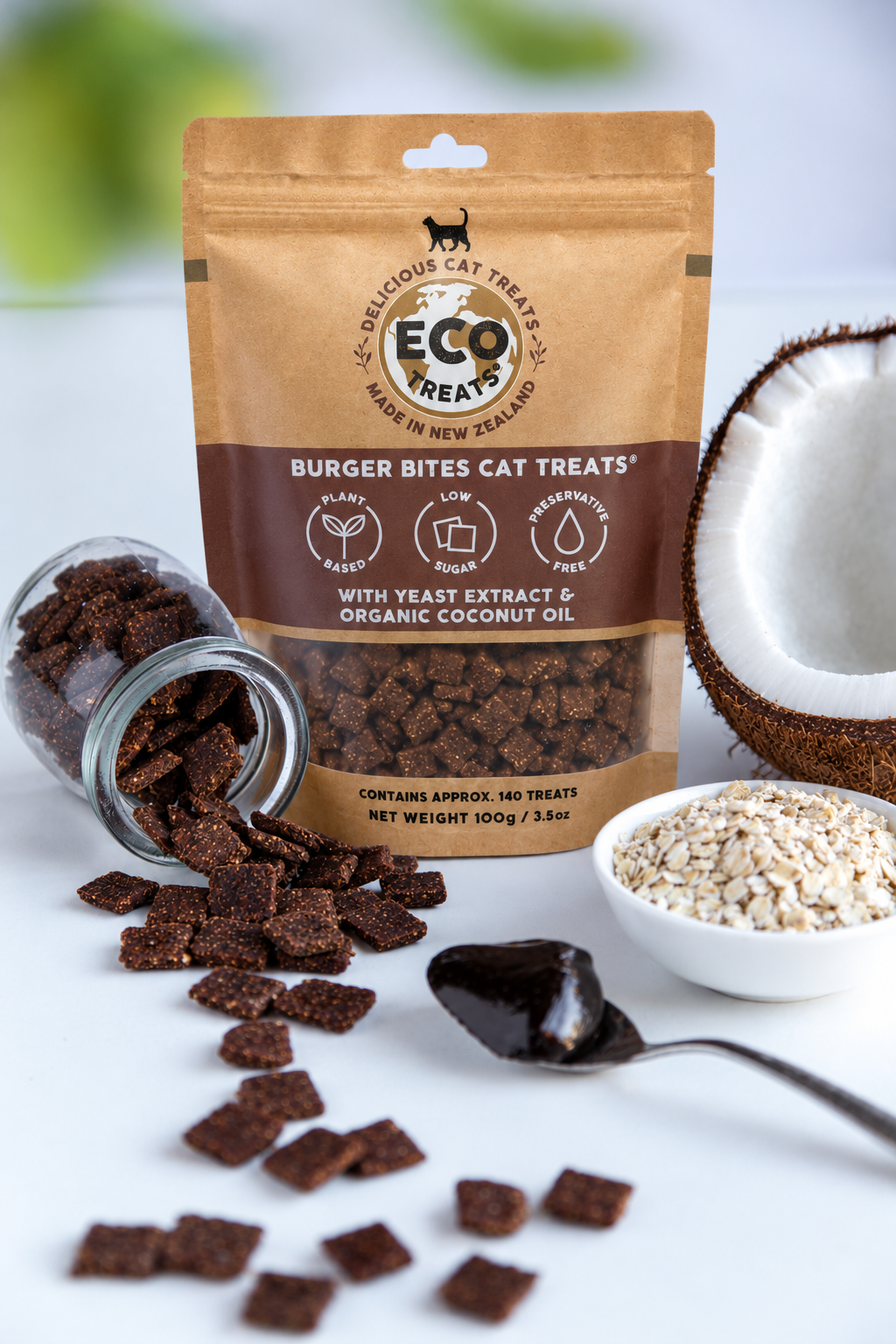 Burger Bites: Yeast Extract & Organic Coconut Oil - 猫用ビスケット
